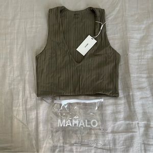 MIKOH - Sachiko Tankini in Ribbed Khaki